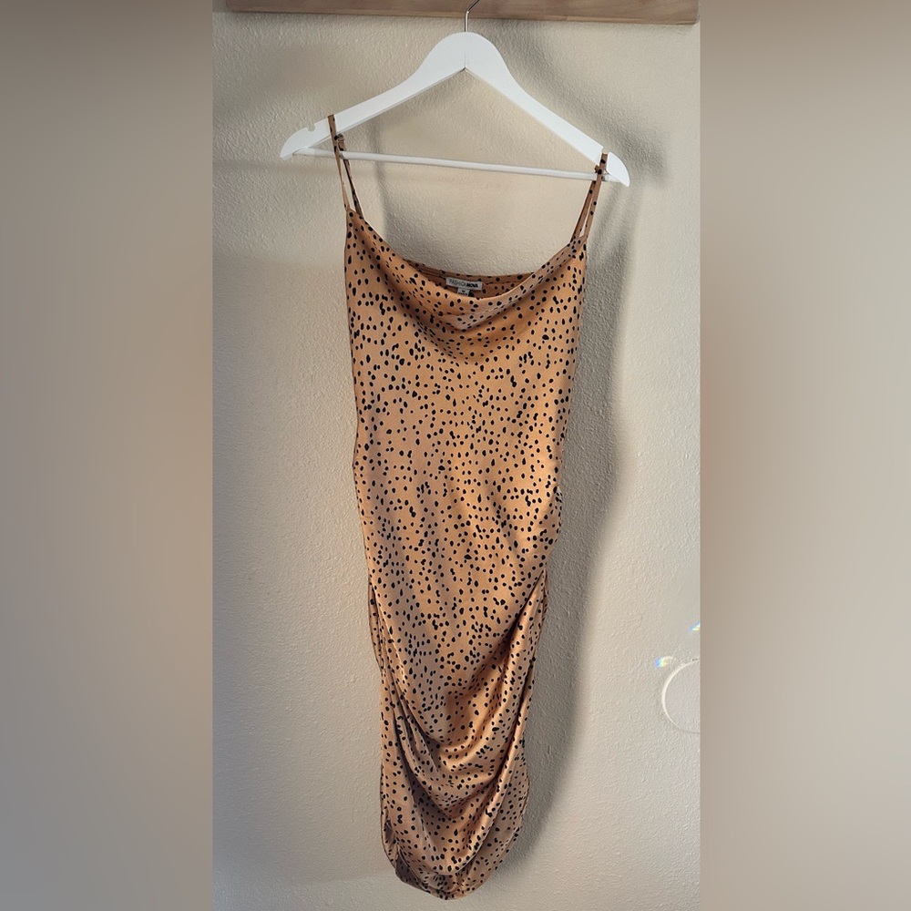 Adalynn Satin Midi Dress- Gold